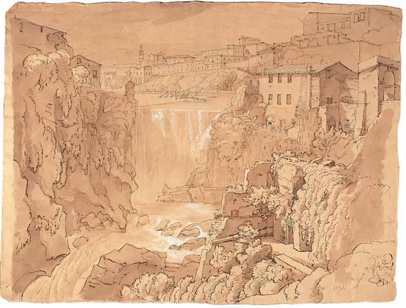 Luigi Basiletti-60-Veduta della cascata di Tivoli